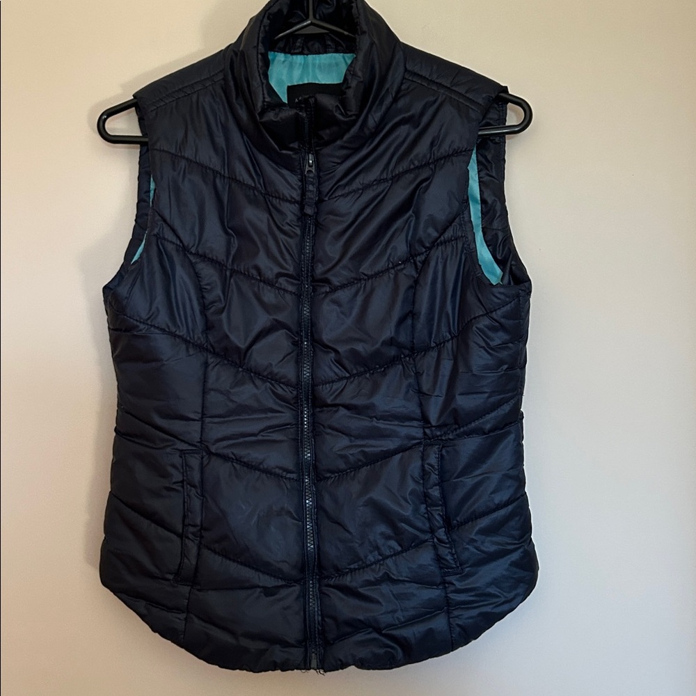 Aeropostale puffer vest dark navy blue lining size medium